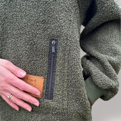 Khaki Hoodie with Pet Carrier Pocket – Cozy Style with Functional Design