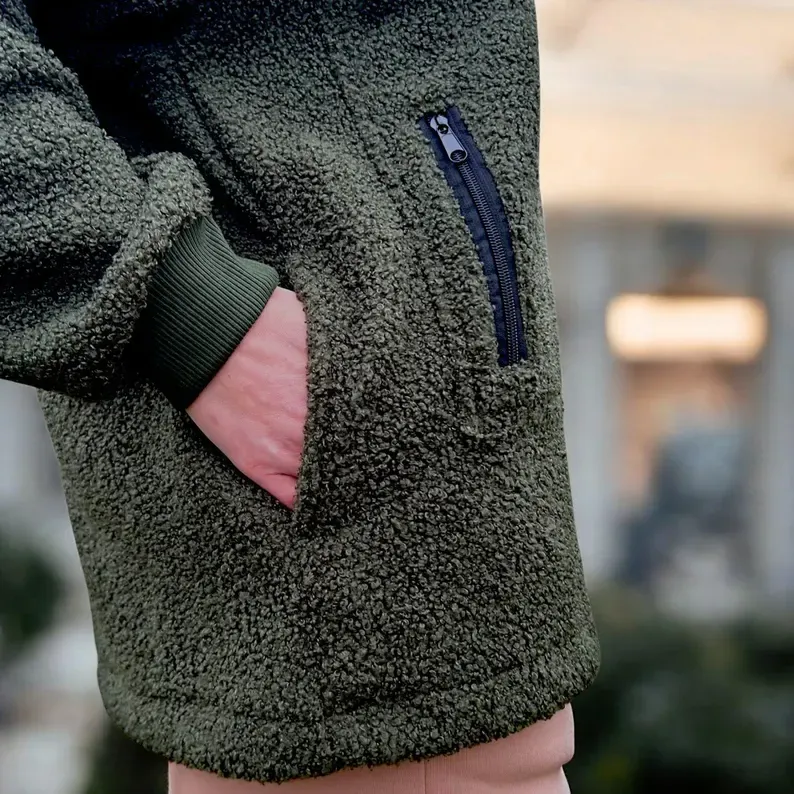 Khaki Hoodie with Pet Carrier Pocket – Cozy Style with Functional Design