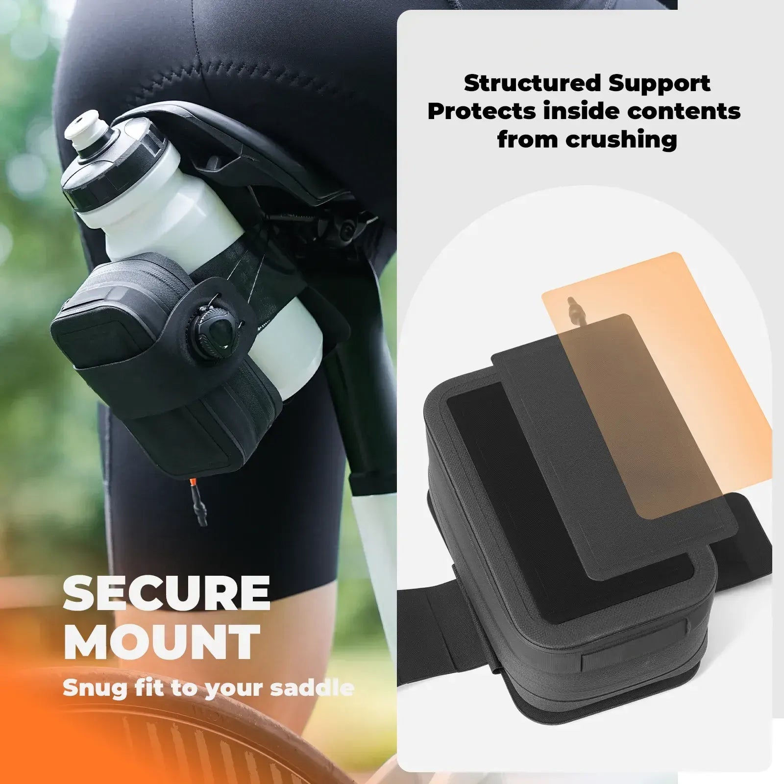 Waterproof Bike Saddle Bag with Dial Lock & Bottle Holder
