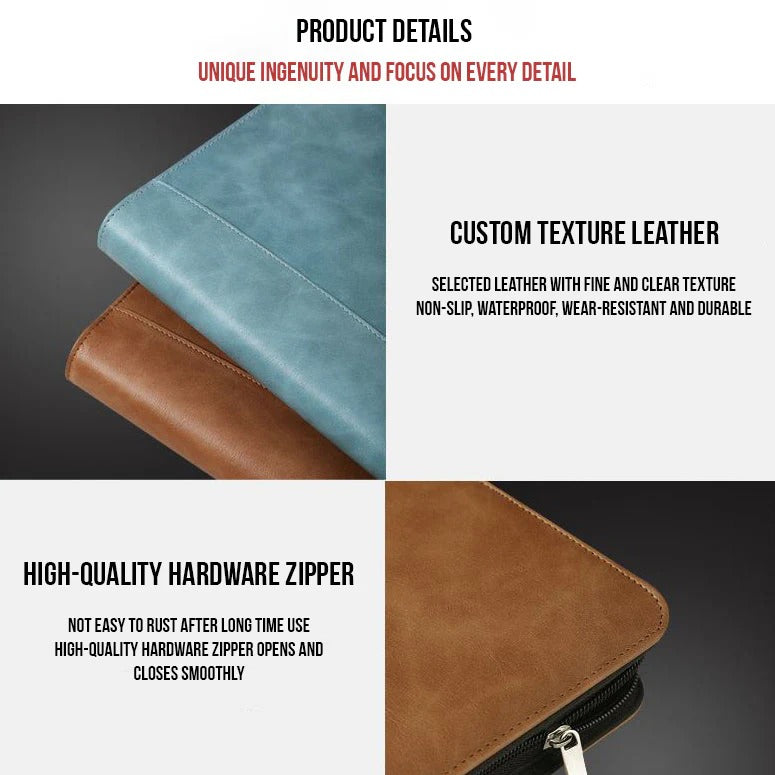 Multifunctional Leather A4 File Folder