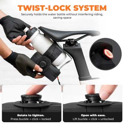 Waterproof Bike Saddle Bag with Dial Lock & Bottle Holder