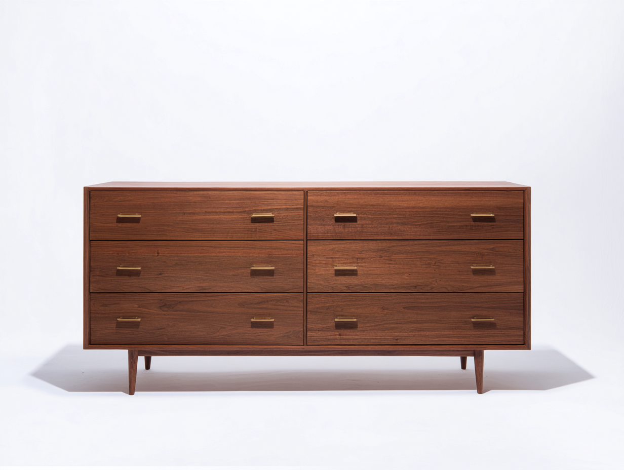 Cassettiera in legno con 6 cassetti 150x45x85 cm - marrone - design moderno-Airyive