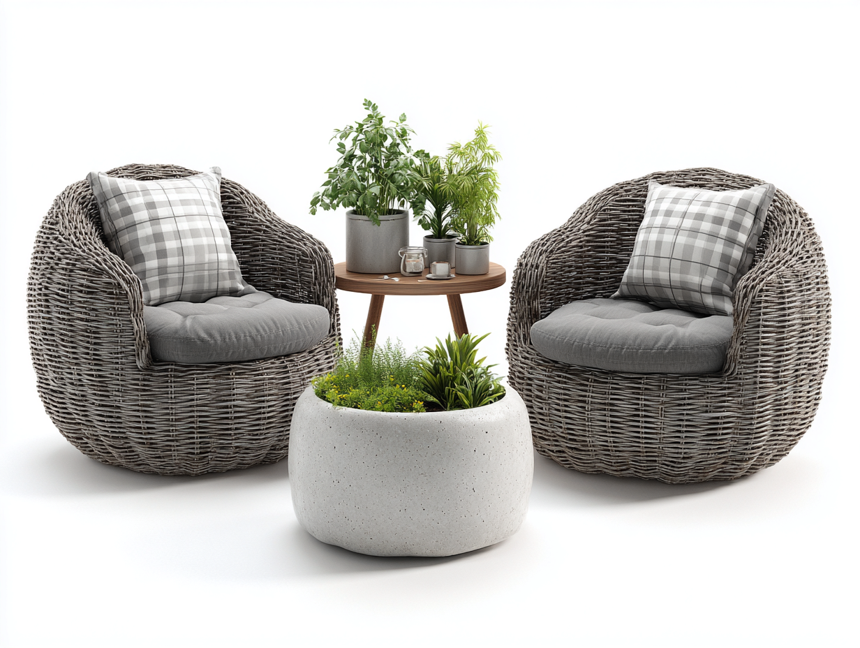 Divano da esterno in rattan sintetico con tavolino 2 posti 85x80x75 cm - Grigio-Bianco - Stile naturale per giardino e terrazza-Airyive