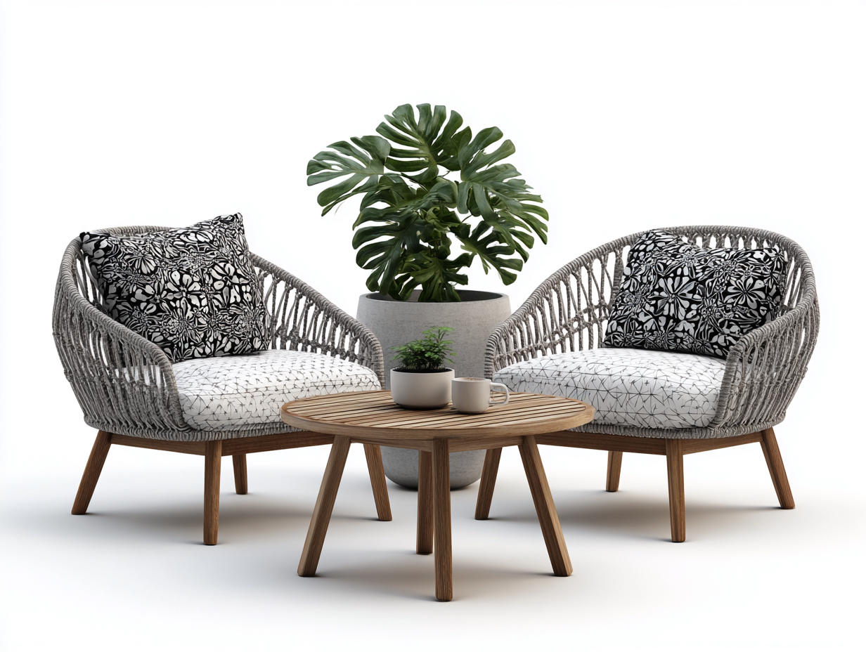 Divano da esterno in corda e legno 75x72x78 cm - set da giardino con tavolino 60x60x45 cm - stile naturale moderno-Airyive