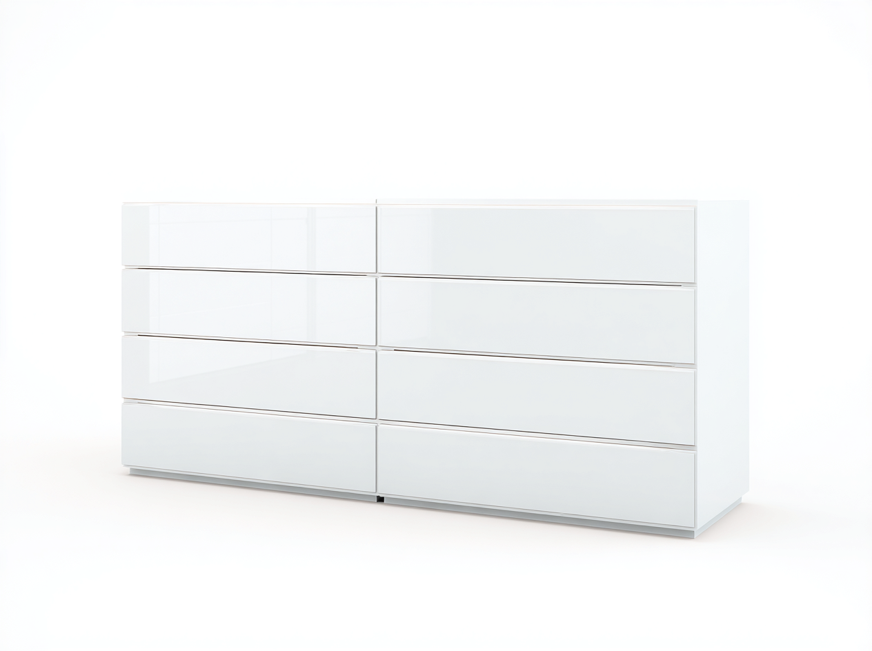 Cassettiera con 8 cassetti dal design moderno 160x45x80 cm - bianco - stile contemporaneo per camera da letto-Airyive