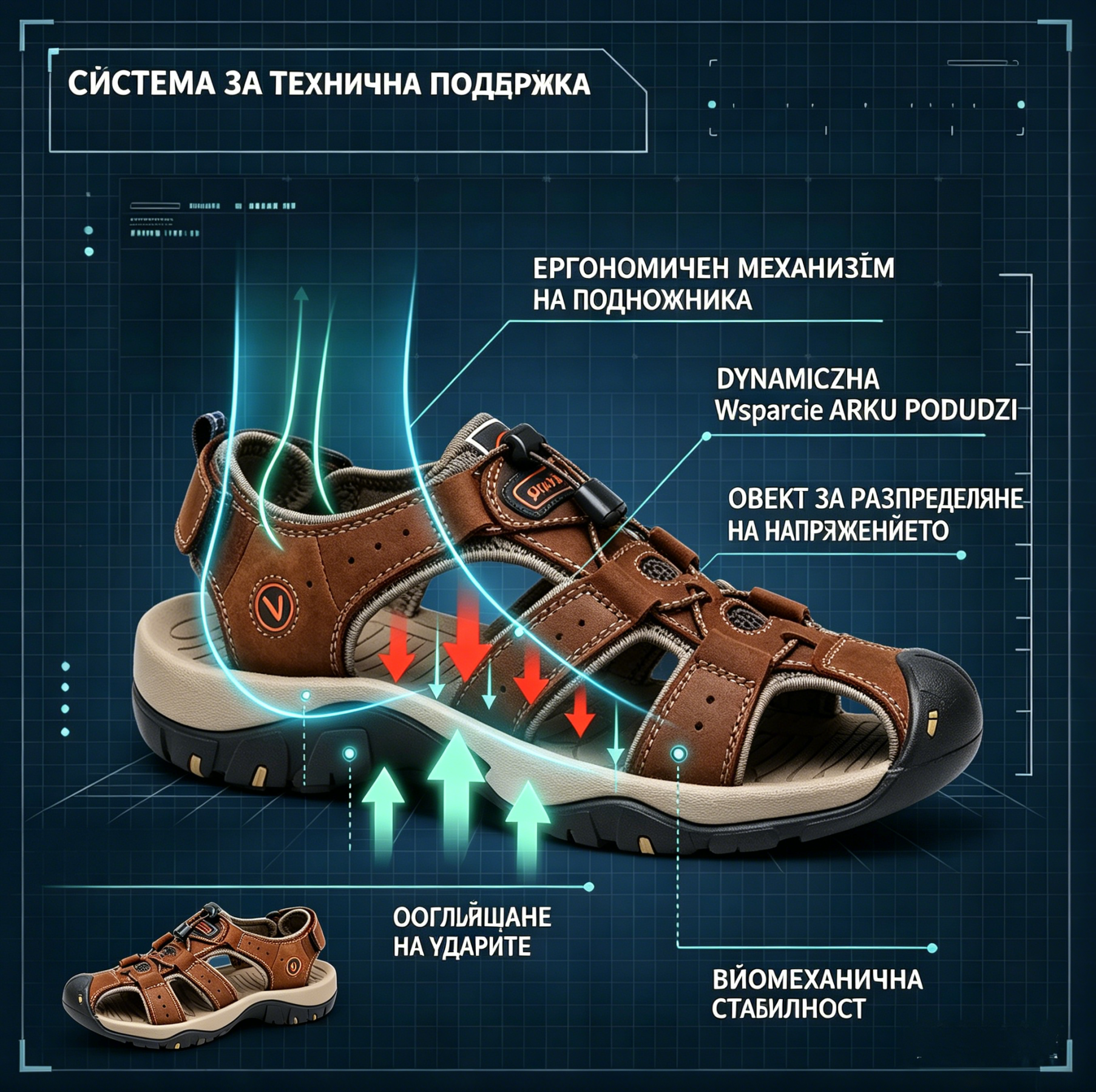 【⏰60% отстъпка днес - Не пропускайте!】2026 Нови удобни кожени сандали✅ Широк дизайн на пръстите + регулиране с велкро + Здрава неплъзгаща се подметка + 🔴Многоточкова опора за свода