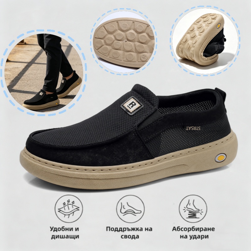 🎁 Специална оферта: 60% отстъпка 🎁 Мъжки ортопедични обувки за ходене PANCALLS® — Дишащ мрежест дизайн 👟 Водоустойчиви и устойчиви на хлъзгане ✅ Опора на свода — Удобно ходене.