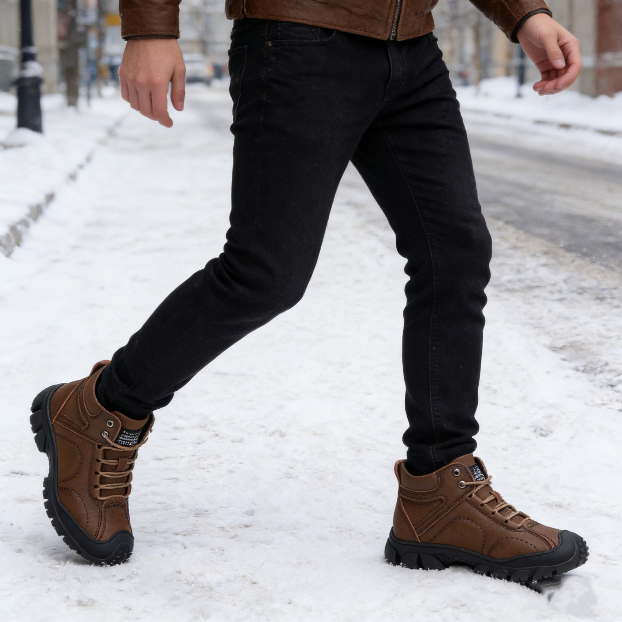 (🔥60% отстъпка днес - не пропускайте тази възможност)⏰Ергономични -  - Меки и удобни топли ботуши от винтидж кожа✅ (подпора на свода - задължителни за зимна топлина)