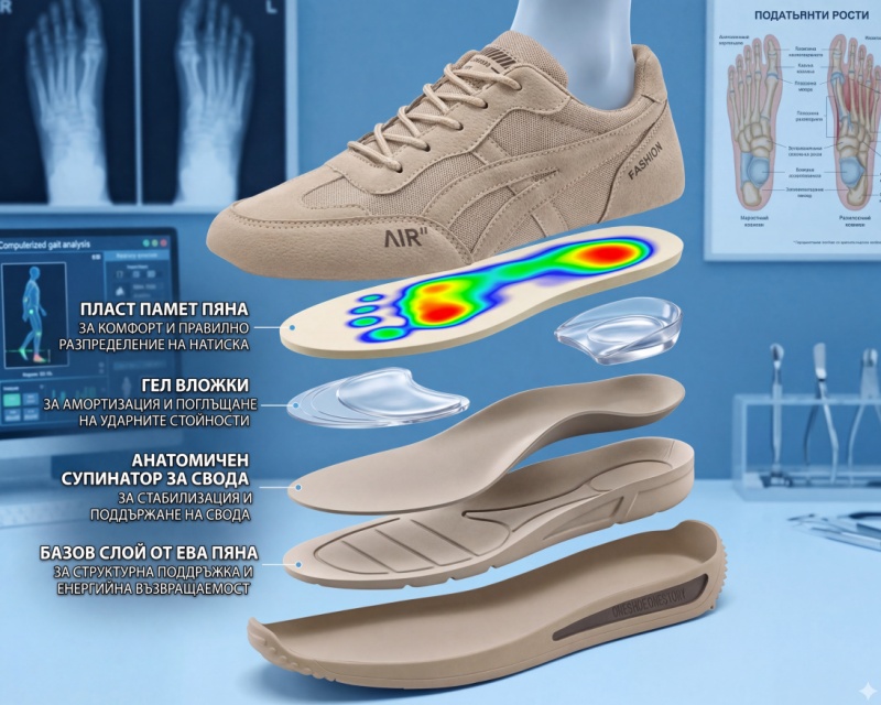 (🔥60% отстъпка днес - не пропускайте!)🎁 Мъжки ортопедични обувки за ходене PANCALLS® ✅ Кажете сбогом на болката в краката и се насладете на комфорт през целия ден!