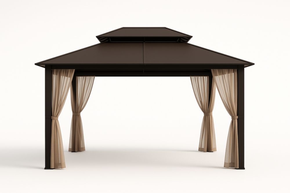 Gazebo in Alluminio con Tende in Poliestere