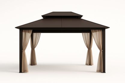 Gazebo in Alluminio con Tende in Poliestere