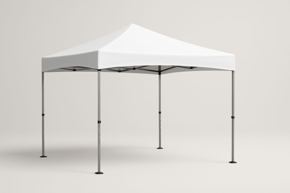 Tenda pieghevole in acciaio e poliestere bianco