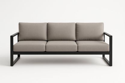 Divano a 3 Posti Metallo e Tessuto Grigio