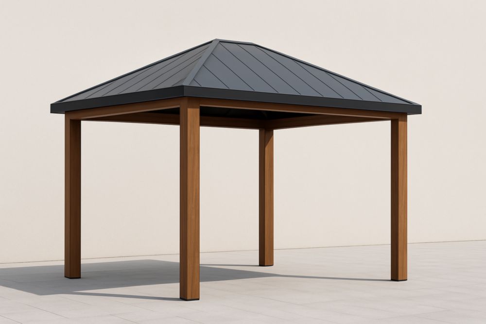 Gazebo da giardino in acciaio e legno di cedro300x300x250 cm(Lu×L×H)