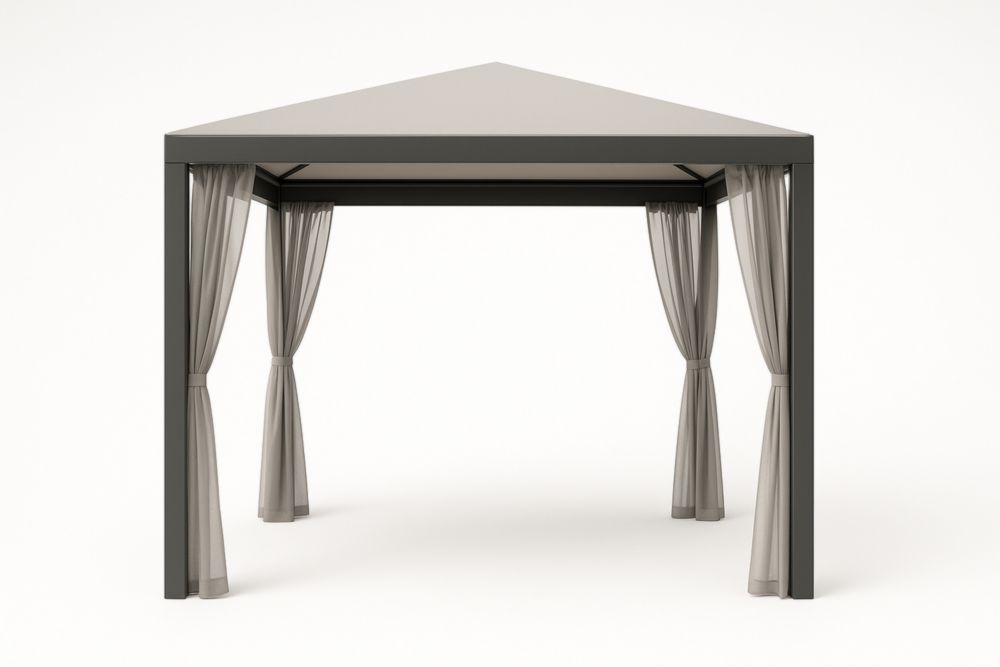 Gazebo in Alluminio con Tende Laterali Grigio
