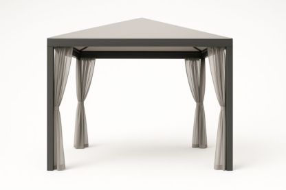 Gazebo in Alluminio con Tende Laterali Grigio