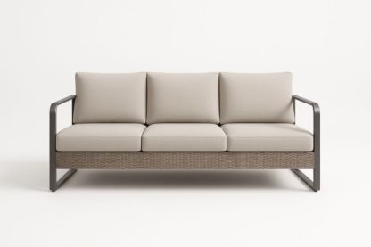 Divano a 3 posti in Alluminio e Rattan Sintetico Beige