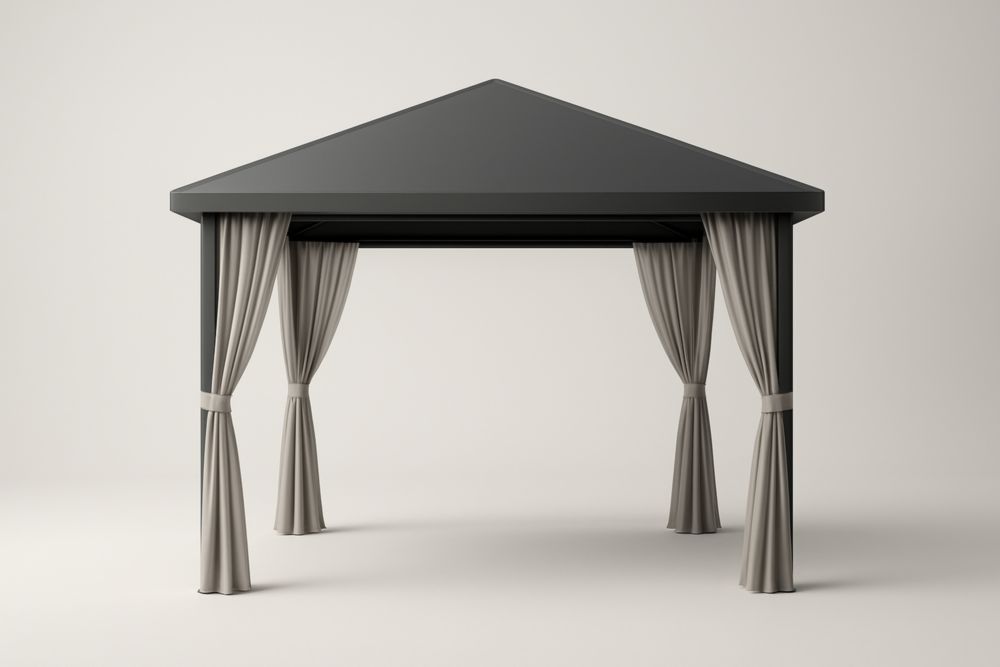 Gazebo da Giardino in Alluminio con Tettoia in Poliestere Grigio