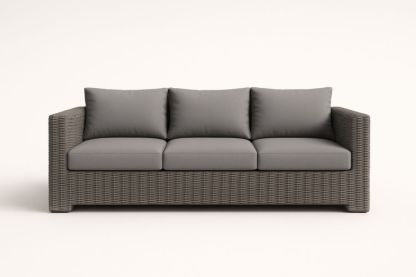 Divano tre posti in rattan sintetico grigio