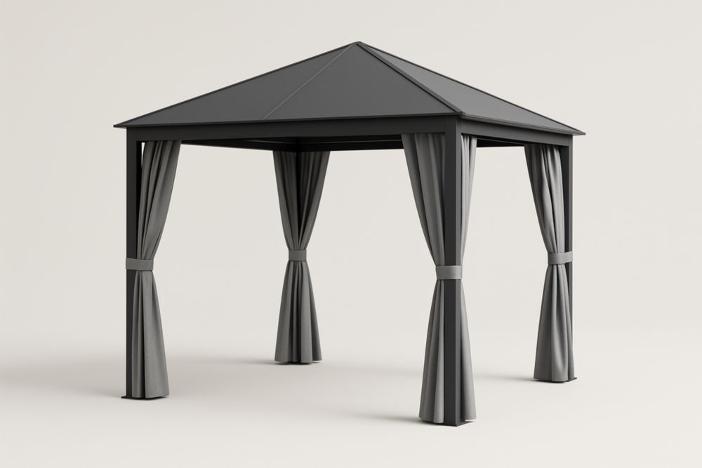 Gazebo da Giardino in Alluminio con Tetto a Punta e Tende Laterali
