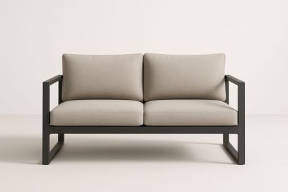 Divano a Due Posti Metallo Cuscini Grigi