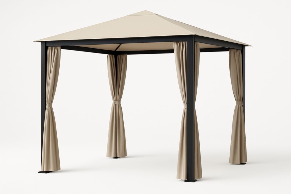 Gazebo da giardino in acciaio con tenda beige