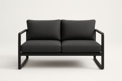Divano due posti in alluminio e tessuto nero 140 cm