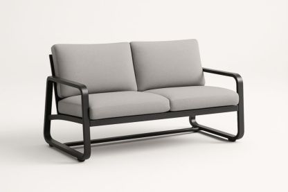Divano a 2 Posti Metallo Cuscini Grigi