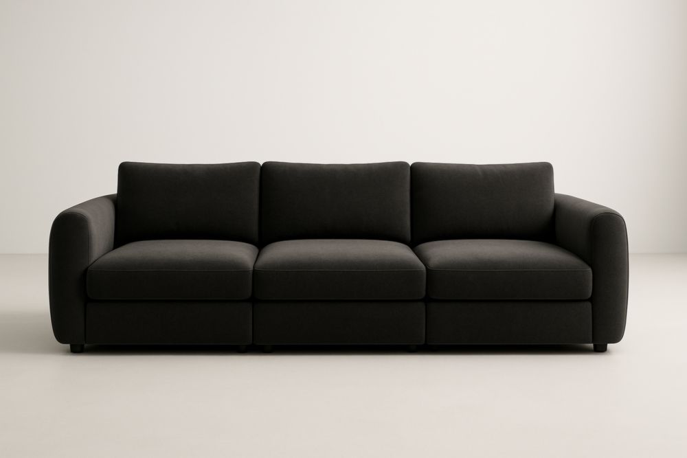 Divano Modulare 3 Posti in Tessuto Antracite