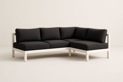 Divano Angolare Modulare in Alluminio e Tessuto Nero