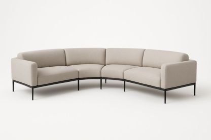 Divano angolare curvo in tessuto poliestere Beige con struttura in metallo