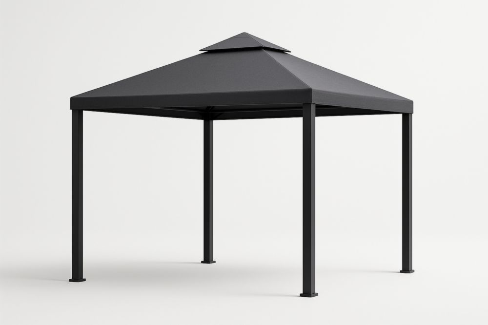 Gazebo quadrato  struttura acciaio tetto poliestere grigio