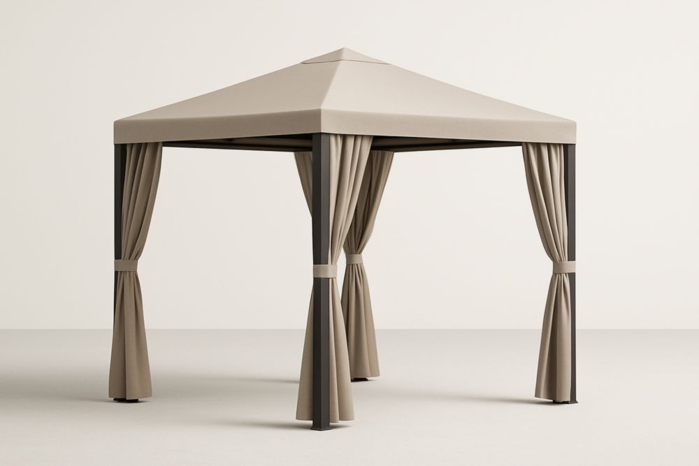 Gazebo in Alluminio e Poliestere Beige