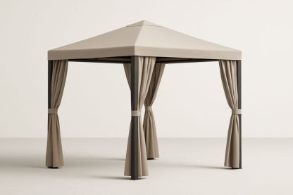 Gazebo in Alluminio e Poliestere Beige