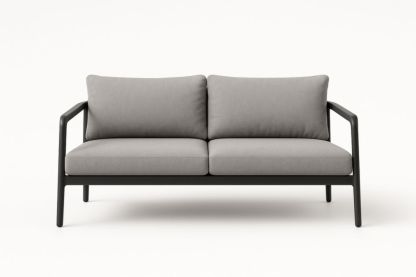 Divano 2 Posti Grigio Telaio in Alluminio con Cuscini in Poliestere