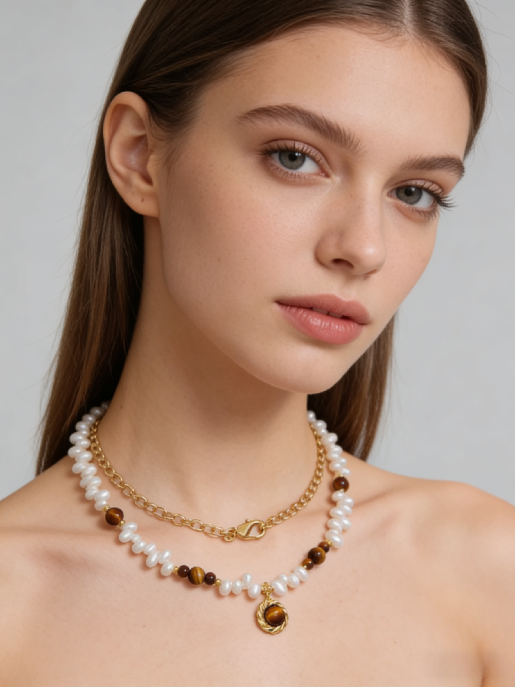 Karamelová kávová kolekce · Perlový náhrdelník