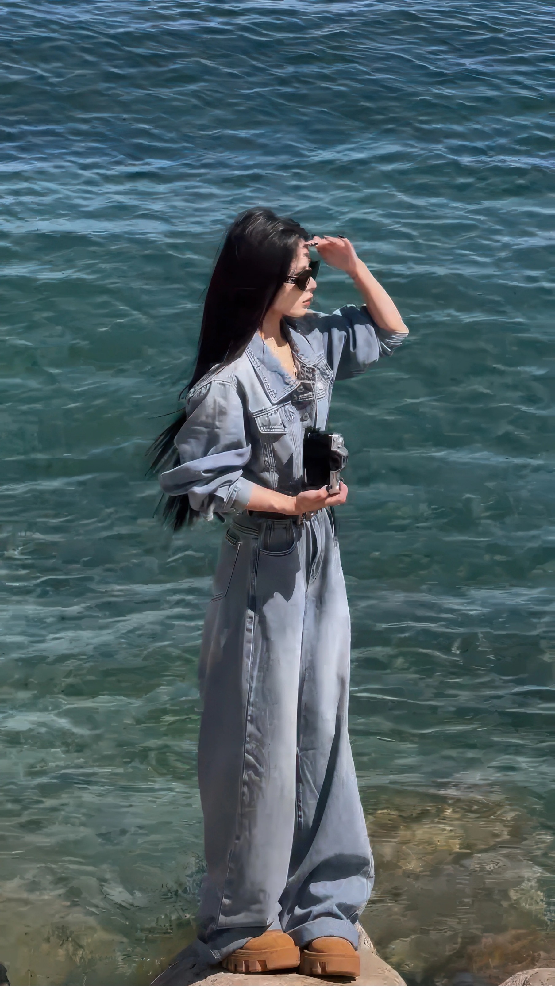 Dámský ležérní džínový overal v americkém retro uvolněném stylu