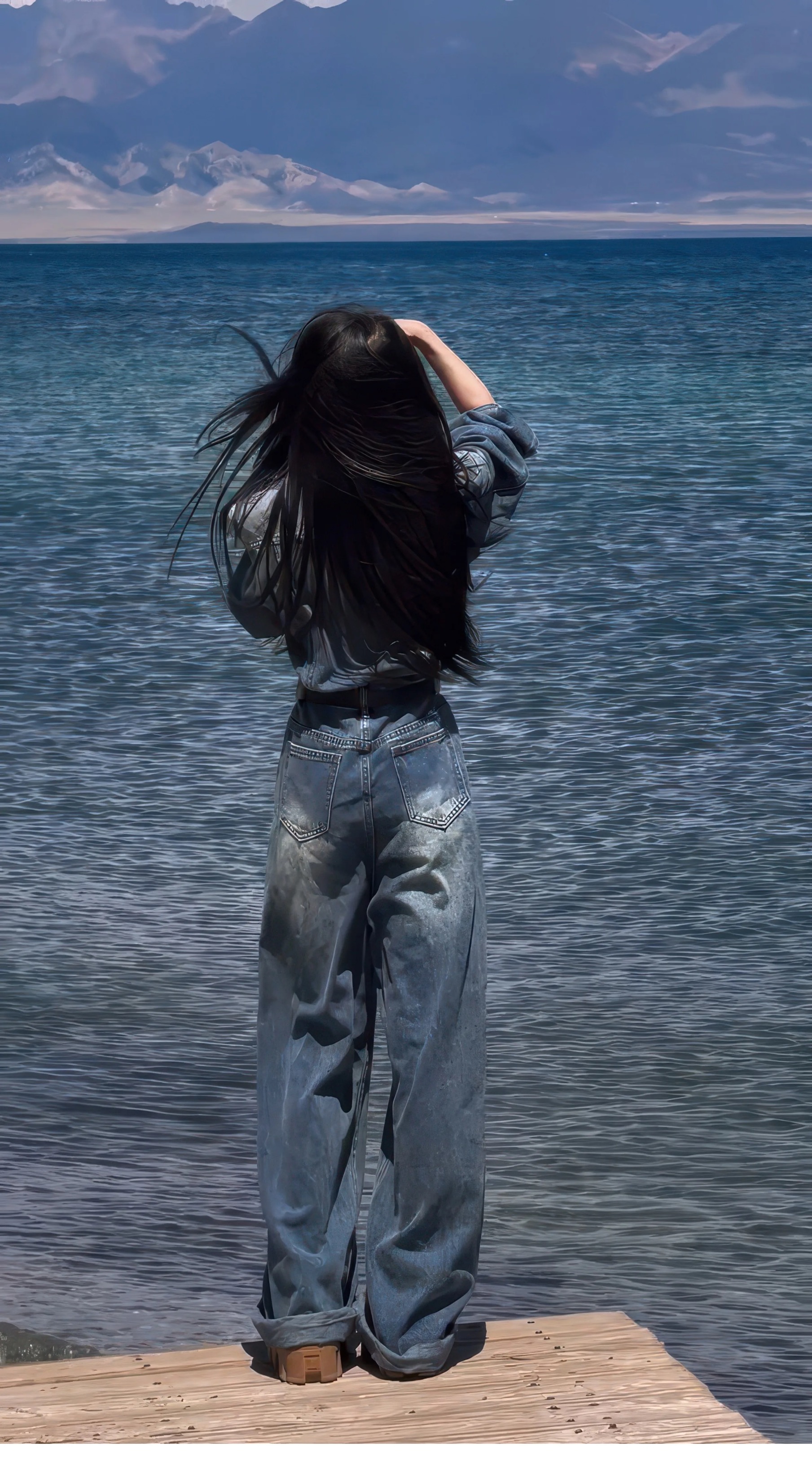 Dámský ležérní džínový overal v americkém retro uvolněném stylu