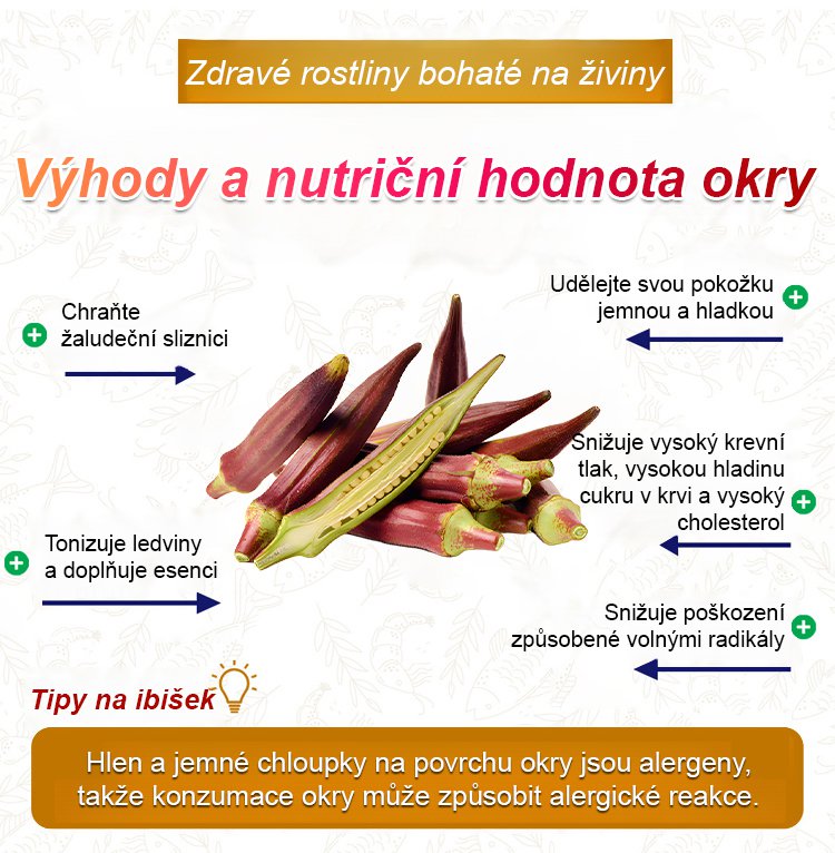 Vysoce výnosná semena červené okry odolná vůči chladu a suchu – AKCE 1+1 ZDARMA a DOPRAVA DOMŮ!