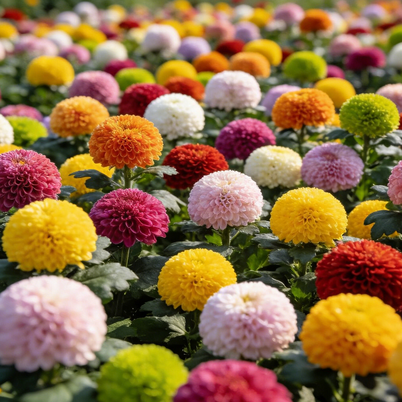 🏵️ Barevná chrysantéma – Květiny jako živé pingpongové míčky, které rozzáří vaši zahradu!