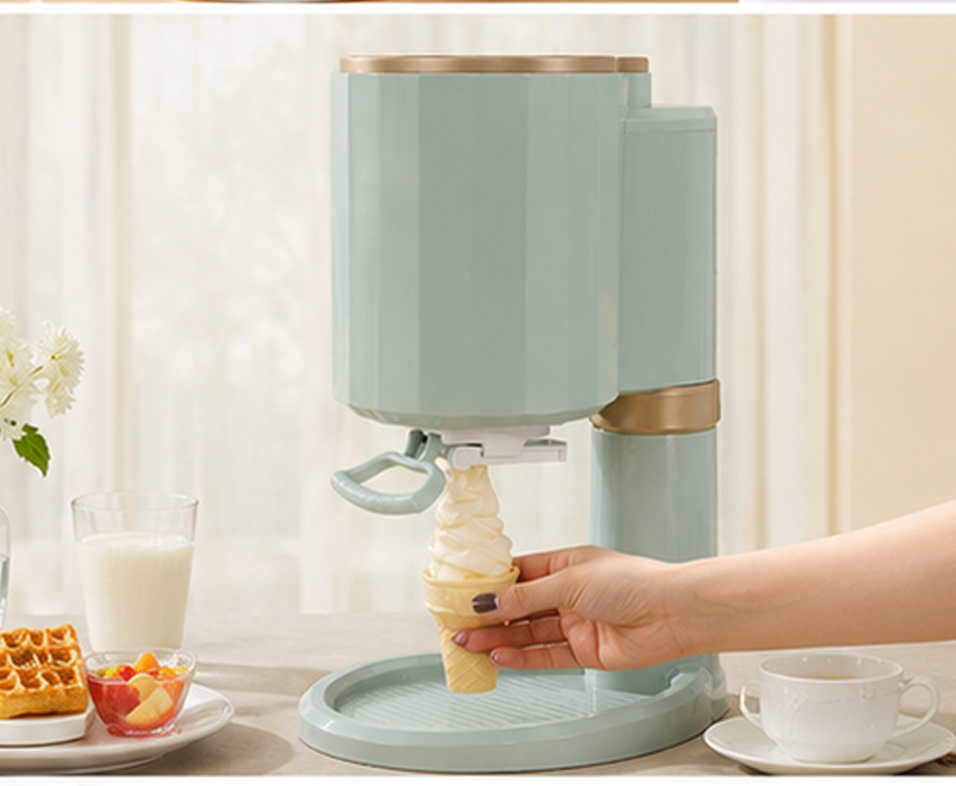 Home Mini Fruit Ice Cream Maker, DIY Ice Cream Cone Maker for Kids