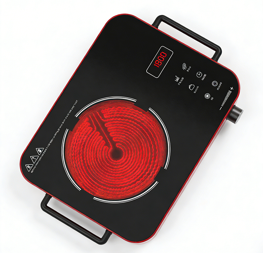 2200W Double Ring Electric Hot Plate 220V Portable Timer Dual Handle Cooktop