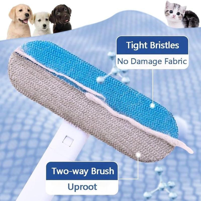【4 in 1】Multi-functional Pet Hair Remover, Reusable & Washable Dog & Cat Hair Removal Tool with Extra Long Handle, Lint Cleaner Squeegee for Furniture, Carpet, Clothes, Bedding, Car, Window