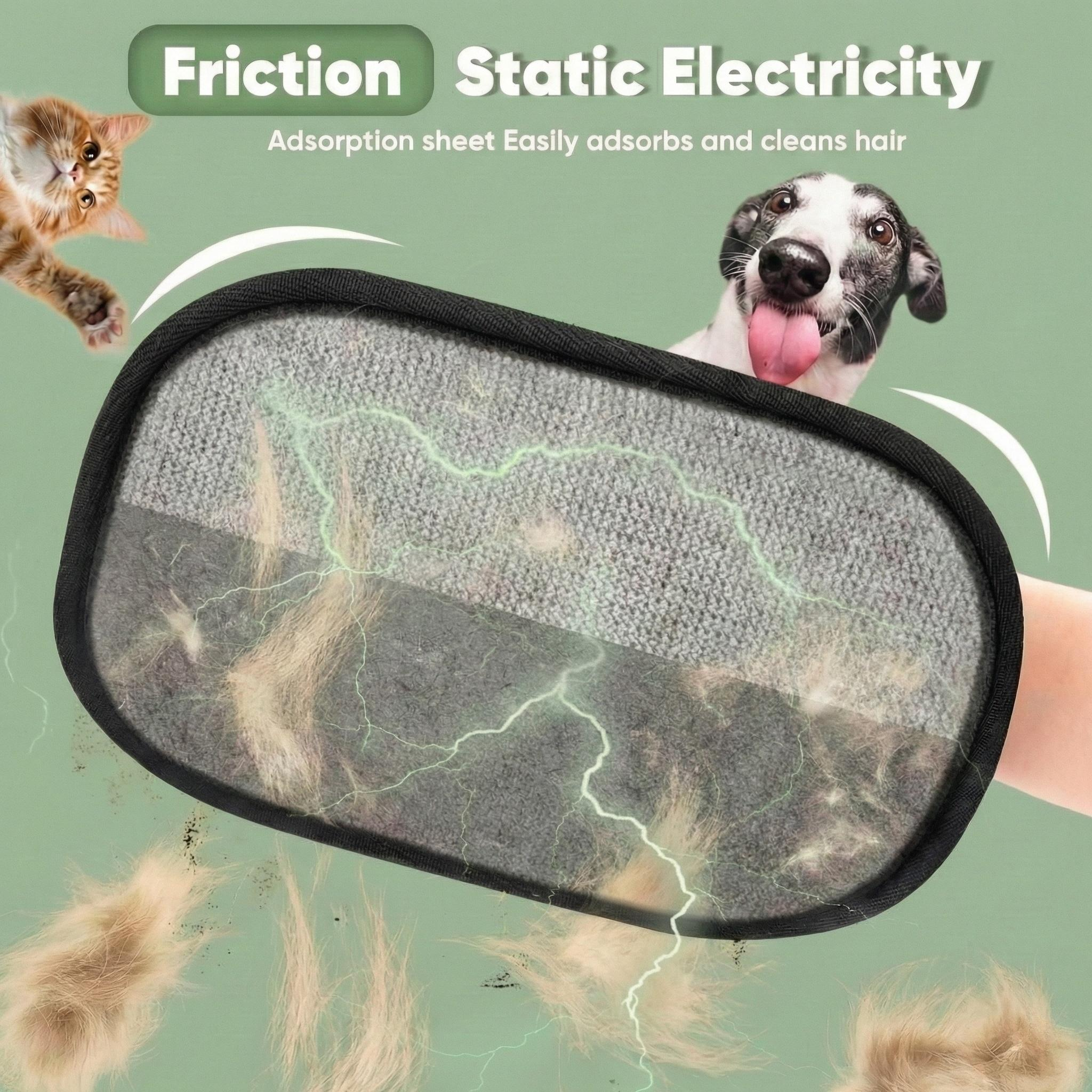 Double-Sided Electrostatic Pet Hair Remover Glove, Reusable Lint Remover Tool, Washable Grooming Mitt for Dog & Cat, Cleans Furniture, Couch, Carpet, Pet Bed, Cat Tree, TikTokShopBlackFriday