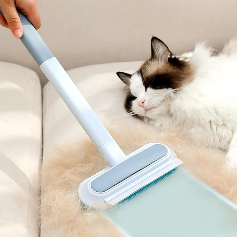 【4 in 1】Multi-functional Pet Hair Remover, Reusable & Washable Dog & Cat Hair Removal Tool with Extra Long Handle, Lint Cleaner Squeegee for Furniture, Carpet, Clothes, Bedding, Car, Window