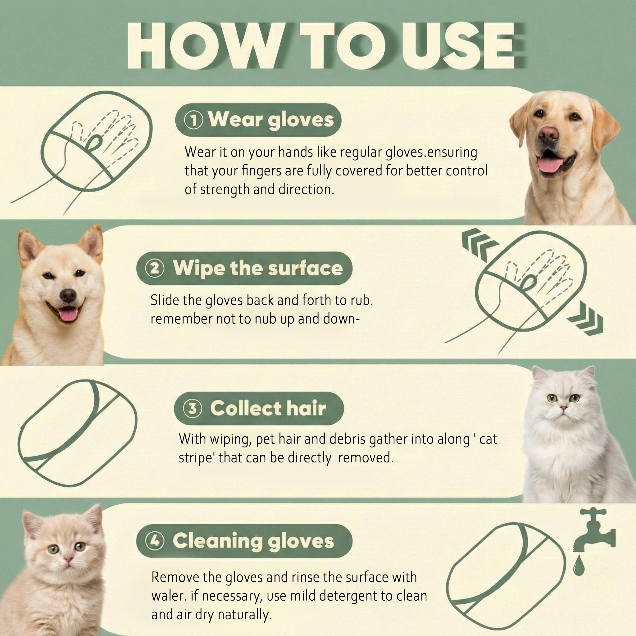 Double-Sided Electrostatic Pet Hair Remover Glove, Reusable Lint Remover Tool, Washable Grooming Mitt for Dog & Cat, Cleans Furniture, Couch, Carpet, Pet Bed, Cat Tree, TikTokShopBlackFriday