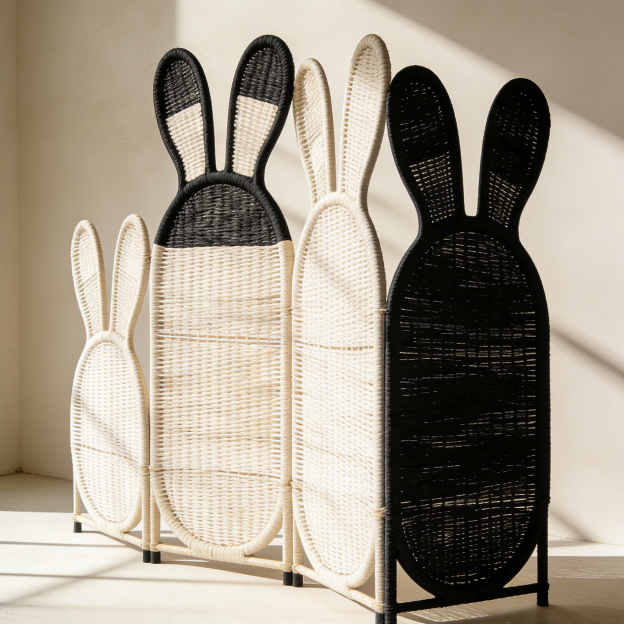 Paravent en rotin à oreilles de lapin