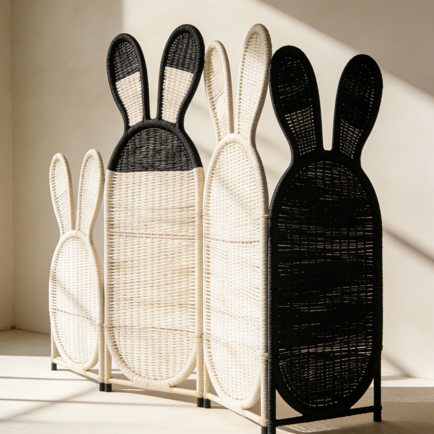 Paravent en rotin à oreilles de lapin