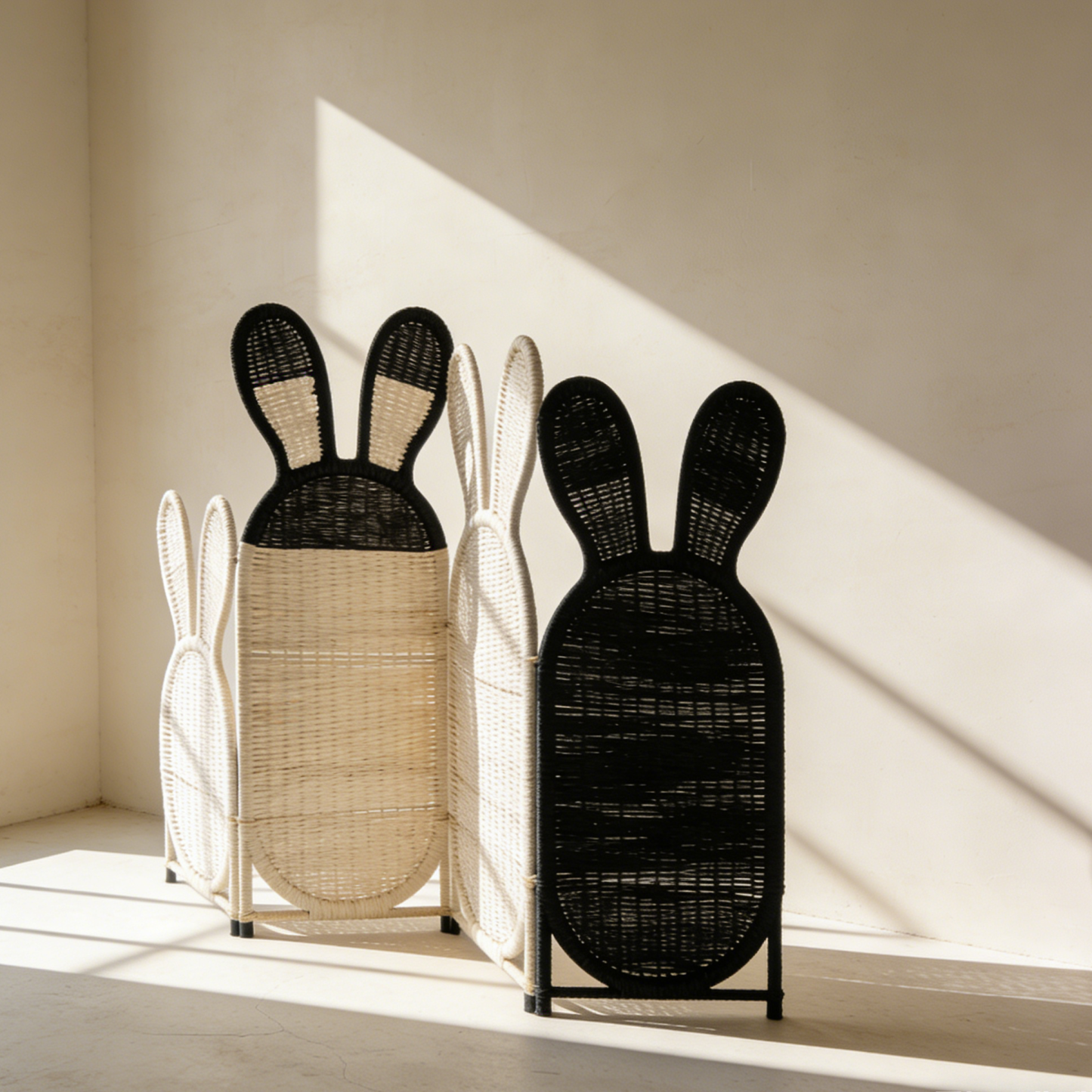 Paravent en rotin à oreilles de lapin