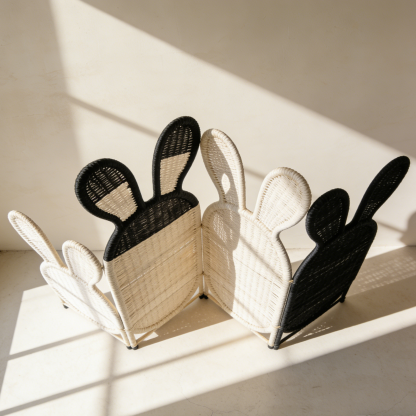 Paravent en rotin à oreilles de lapin